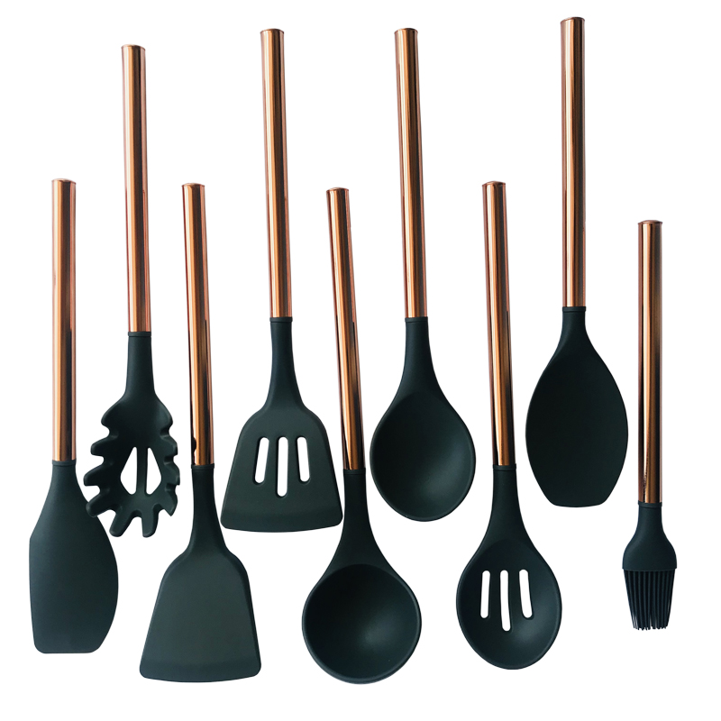 9 pcs of Silicone Utensils With Stainless Steel Handle-BH-SKU0010